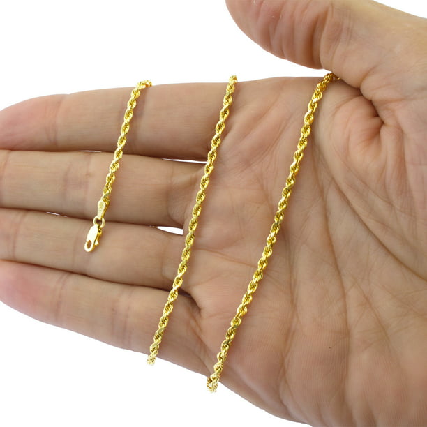 10K Gold 0.6mm Diamond Cut Cable Chain Necklace Jewelry 24 